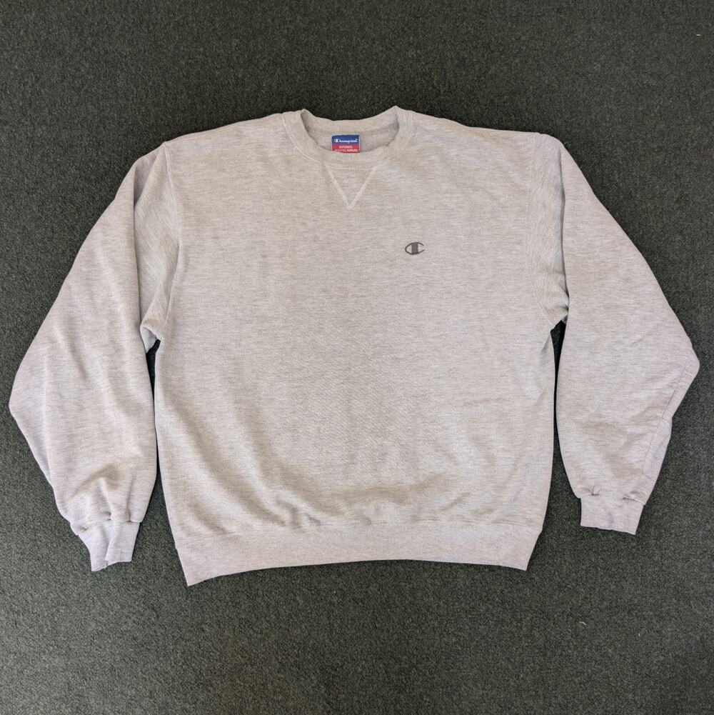 Vtg Champion Authentic Athletic Apparel Men's Gray Crewneck Fleece Pullover
